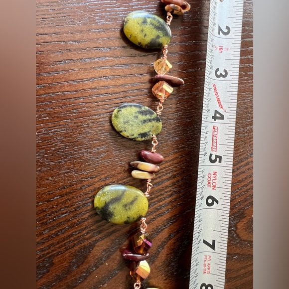 Handmade serpentine, jasper, & crystal copper wire gemstone necklace - Picture 6 of 8